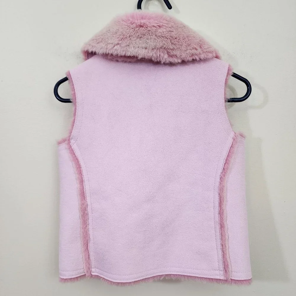 Baby Gap faux fur and suede vest bow front detail with side pockets size 18-24 M